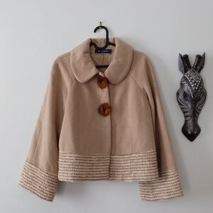 M's Gracy Elegant Beige Women's Short Coat, Size 38